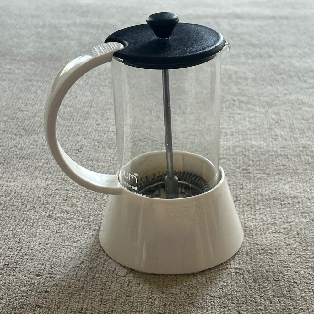 Bodum French Press Coffee Maker White Glass Carafe Manual Brewer 12oz Vintage
